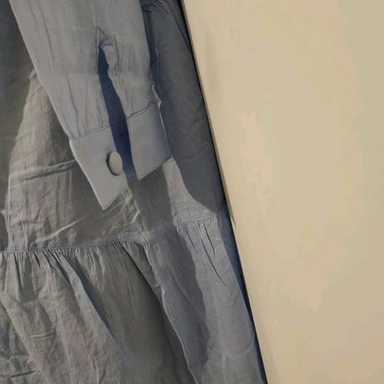 Destello bead embellishment embroidery lace trim button collar shirt mini Dress