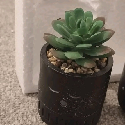 2 Pieces Tiny planters with artificial plant 2PK - matte black