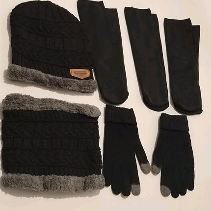 6PCS Unisex Winter Set (1 Hat 1 neck Warmer 1 Pair Of Gloves & 3 Pairs Of Socks)