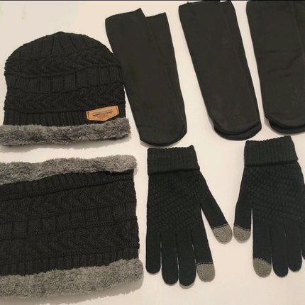 6PCS Unisex Winter Set (1 Hat 1 neck Warmer 1 Pair Of Gloves & 3 Pairs Of Socks)
