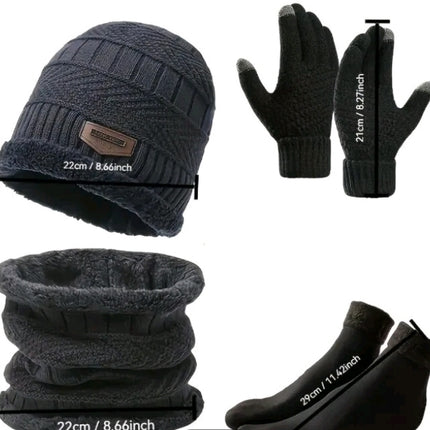 6PCS Unisex Winter Set (1 Hat 1 neck Warmer 1 Pair Of Gloves & 3 Pairs Of Socks)