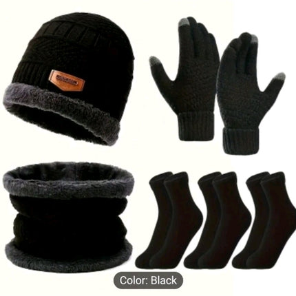 6PCS Unisex Winter Set (1 Hat 1 neck Warmer 1 Pair Of Gloves & 3 Pairs Of Socks)