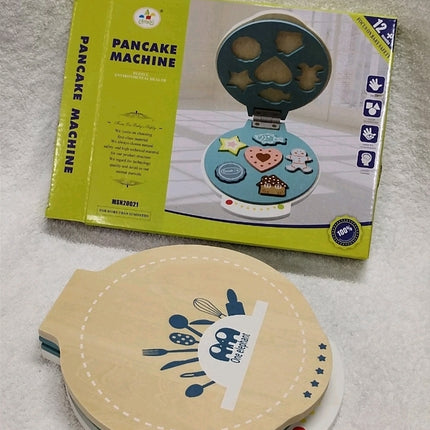 Kids Wooden Pancake Machine Toy Kitchen Pretend Play Set Kid Gift Age 12Months+