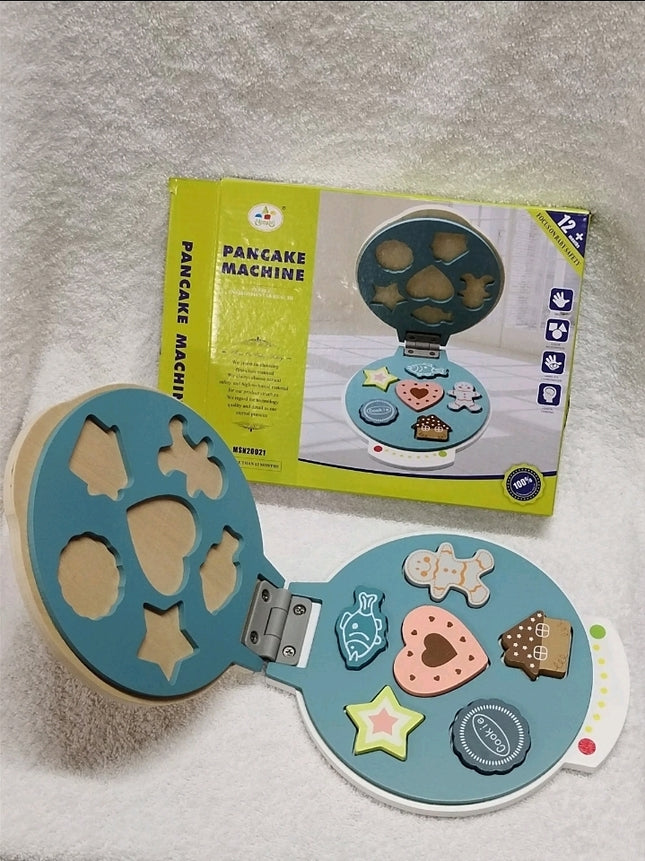 Kids Wooden Pancake Machine Toy Kitchen Pretend Play Set Kid Gift Age 12Months+