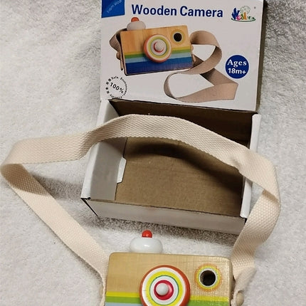 Kids Mini Wooden Camera Toy with Multi-prism Kaleidoscope Picture Lens Gift 18M+