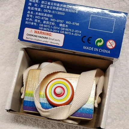 Kids Mini Wooden Camera Toy with Multi-prism Kaleidoscope Picture Lens Gift 18M+