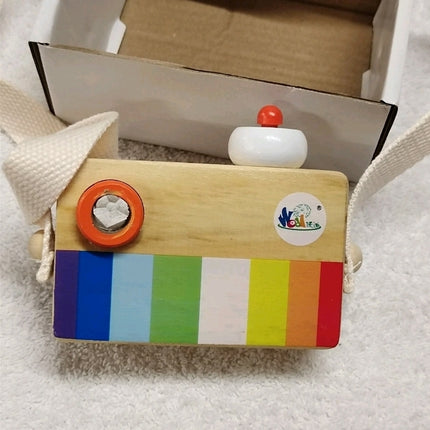 Kids Mini Wooden Camera Toy with Multi-prism Kaleidoscope Picture Lens Gift 18M+