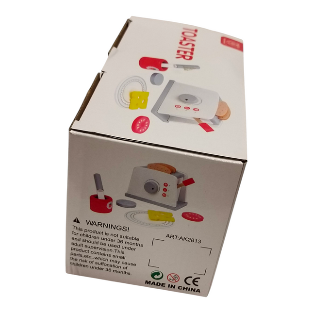 Kids Wooden Toaster Pretend Role Play Kitchen Cooking Toy Set Children Gift 36M+